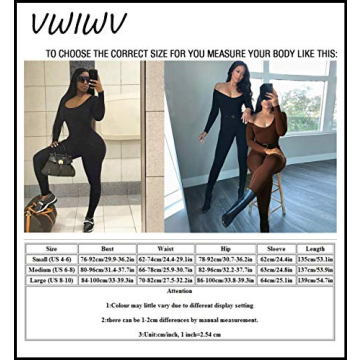 VWIWV Women's Sexy Long Sleeve Bodycon Jumpsuit