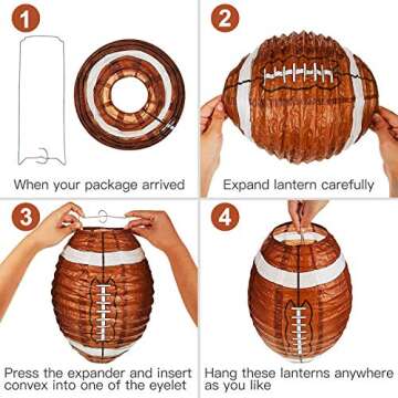 12" Football Paper Lanterns for Sports Parties & Celebrations