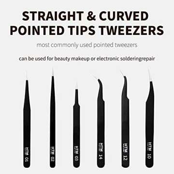16 Pcs Sharp Precision Tweezers Set,Including 16 Types Of Anti-Static Stainless Steel Esd Medical Tweezers for Craft,Jewelry,Electronics Soldering,Laboratory Work,And Used for Beauty Etc