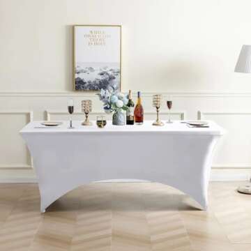 Eurmax USA 4Ft Rectangular Fitted Spandex Tablecloths Wedding Patio Table Covers Event Stretchable Tablecloth (White)