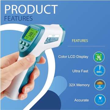 Elate Non Contact/No Touch Digital Forehead Thermometer for Adults, Kids, and Babies. Accurate Hospi...