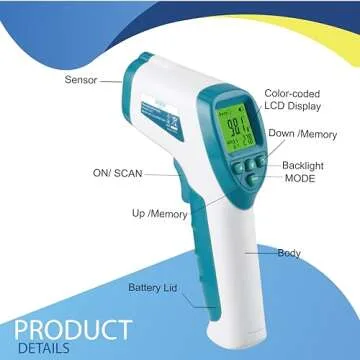 Elate Non Contact/No Touch Digital Forehead Thermometer for Adults, Kids, and Babies. Accurate Hospital Medical Grade Touchless Temporal Thermometer FSA HSA Approved