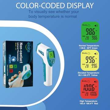 Elate Non Contact/No Touch Digital Forehead Thermometer for Adults, Kids, and Babies. Accurate Hospital Medical Grade Touchless Temporal Thermometer FSA HSA Approved