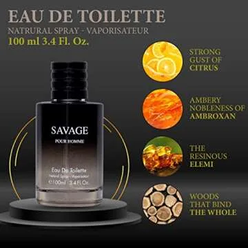 Savage for Men 3.4 Oz Men's Eau De Toilette Spray Refreshing & Warm Masculine Scent for Daily Use Me...