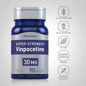 Piping Rock Vinpocetine 30mg | 90 Capsules | Super-Strength Supplement | Non-GMO, Gluten Free
