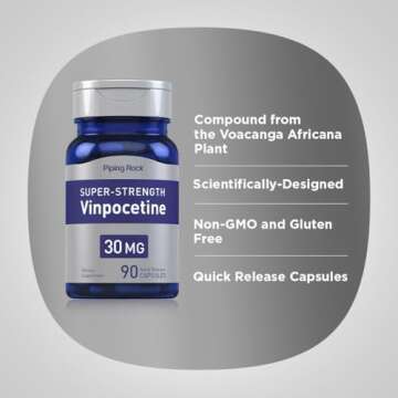 Piping Rock Vinpocetine 30mg | 90 Capsules | Super-Strength Supplement | Non-GMO, Gluten Free