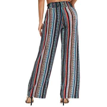Urban CoCo Women's Boho Palazzo Pants Wide Leg Beach Pants High Waisted Lounge Pants with Pockets(S, 14)