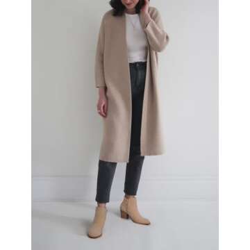 SHIBEVER Women's Ankle Boots Heel: Chunky Low Heeled Almond Toe Short Booties with Zipper Faux Suede...