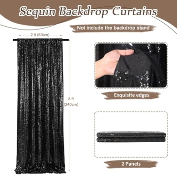 Elegant Black Sequin Backdrop Curtains for Stunning Events