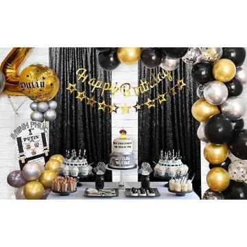 Elegant Black Sequin Backdrop Curtains for Stunning Events