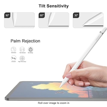 Shortcut Smart Button Stylus Pen for iPad Apple Pencil 1st 2nd Generation,BENWIS Pro 3X Fast Charge Apple Pencil Work for 2018-2023 iPad 6/7/8/9/10, iPad Mini 5/6, iPad Air 3/4/5, iPad Pro 11"/12.9"