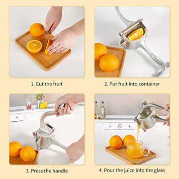 Fantalife Manual Fruit Juicer - Heavy Duty Hand Juicer Fruit Squeezer - Aluminum Alloy Manual Juicer Fruit Press - Fruit Juice Squeezer Lemon Orange Juicer Fresh