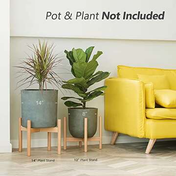 Mkono Plant Stand Mid Century Wood Flower Pot Holder (Plant Pot NOT Included) Modern Potted Stand In...