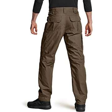 CQR Men's Tactical Pants, Water Resistant Ripstop Cargo Pants, Lightweight EDC Work Hiking Pants, Outdoor Apparel, Duratex Ripstop Tundra, 36W x 32L