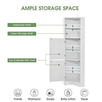 Stylish Merax Tall Corner Cabinet with Adjustable Shelves