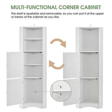 Stylish Merax Tall Corner Cabinet with Adjustable Shelves