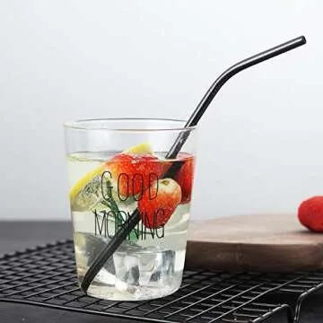 Elegant 18 Piece Black Stainless Steel Straw Set - Eco-Friendly