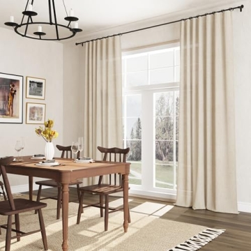 Guken Linen Curtains 96 Inch Light Filtering 2 Panels