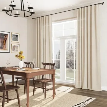 Guken Linen Curtains 96 Inch Light Filtering 2 Panels