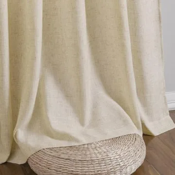 Guken Linen Curtains 96 Inch Light Filtering 2 Panels