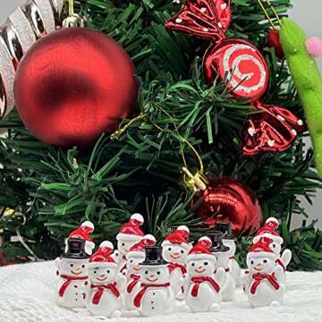 LUOZZY 40pcs Mini Snowman Figurines Christmas Miniature Snowman with Hat Resin Snowman Micro Landscape Ornaments Fairy Garden Dollhouse Decoration