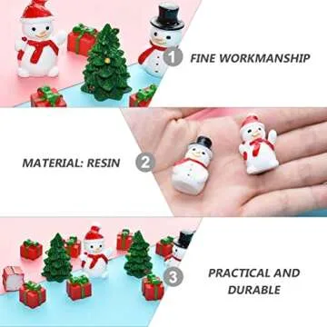 LUOZZY 40pcs Mini Snowman Figurines Christmas Miniature Snowman with Hat Resin Snowman Micro Landscape Ornaments Fairy Garden Dollhouse Decoration