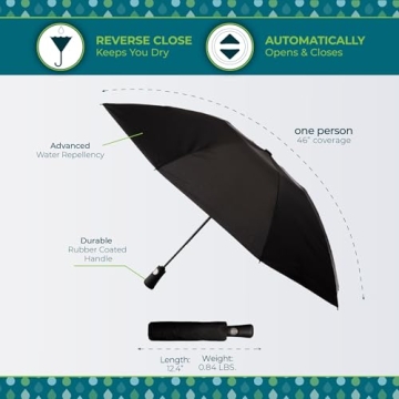 Totes Inbrella: Auto Open Windproof Flower Design Compact Umbrella
