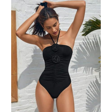 SherryDC Women's Tummy Control 3D Flower Swimsuit