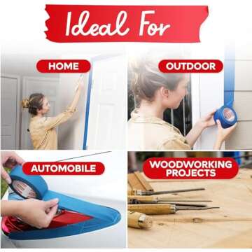 XFasten Blue Painters Tape Bulk 3-Inch x 60-Yards (12-Pack, 2160ft Total) Wall Safe Blue Painters Tape 3 Inch Wide, Blue Masking Tape Bulk, Blue Paint Tape for Walls, Painting, Automotive