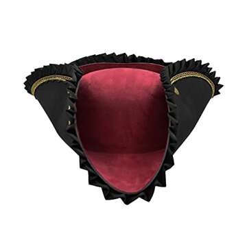Nicky Bigs Novelties Adult Deluxe Black Tricorn Tricorner Pirate Hat Buccaneers Cap Costume Accessory