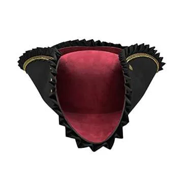 Nicky Bigs Novelties Adult Deluxe Black Tricorn Tricorner Pirate Hat Buccaneers Cap Costume Accessory