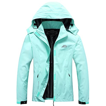 OTU Women's Waterproof Rain Jacket Lightweight Hooded Raincoat for Hiking Travel Outdoor Light Green...