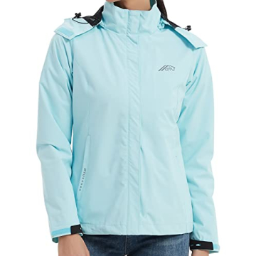 OTU Women's Waterproof Rain Jacket Lightweight Hooded Raincoat