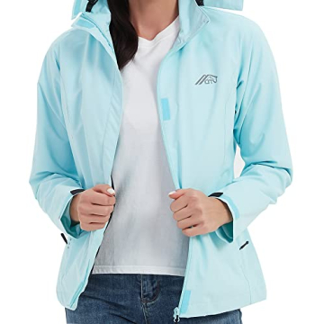 OTU Women's Waterproof Rain Jacket Lightweight Hooded Raincoat