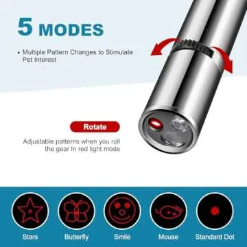 Cowjag Cat Toys, Laser Pointer with 5 Adjustable Patterns, USB Recharge Laser, Long Range and 3 Modes Training Chaser Interactive Toy, Dog Laser Toy