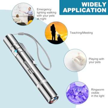 Cowjag Cat Toys, Laser Pointer with 5 Adjustable Patterns, USB Recharge Laser, Long Range and 3 Modes Training Chaser Interactive Toy, Dog Laser Toy