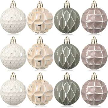 Syhood 12 Pcs Neutral Textured Christmas Ball Ornaments 2.36 Inch Vintage Christmas Tree Decorations...