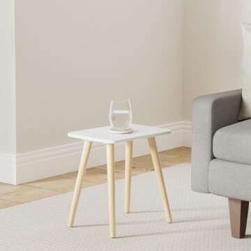 Apicizon Small Side Table, Accent Wooden End Table, Modern Nightstand Bedside Table for Bedroom, Living Room, Small Spaces, Nursery, Easy Assembly,White+Natural