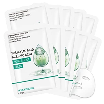 Anti Acne Face Mask Skincare, Salicylic Acid Acne Treatment Sheet Mask, Acne Facial Mask for Acne Pr...