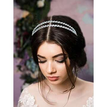 Jorsnovs Elegant Layered Headpieces Birthday Tiaras for Women CZ Bridal Headband Wedding Party Sweet...