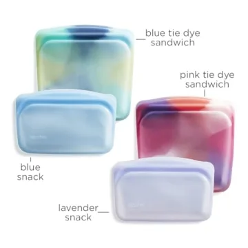 Stasher Silicone Reusable Food Storage Bags, 4-Pack