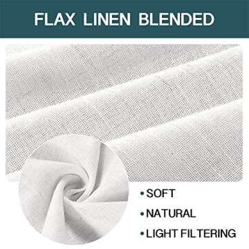 FantasDecor Linen Sheer Curtains 84 inch Length 2 Panels Set Light Filtering Privacy Drapes Rod Pocket Window Blinds Decor Shades for Farmhouse Bedroom, Off White