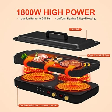 COOKTRON 1800W Portable Induction Cooktop with Griddle