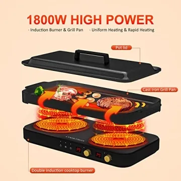 COOKTRON 1800W Portable Induction Cooktop with Griddle