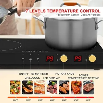 COOKTRON 1800W Portable Induction Cooktop with Griddle