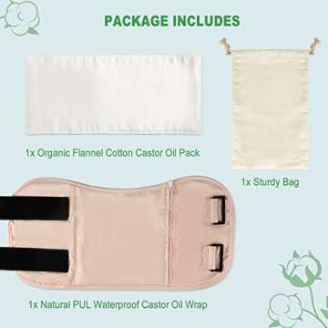 Castor Oil Pack, DEROWN Castor Oil Packs Wrap, Less Mess, Made of Organic Cotton Flannel & Waterproo...