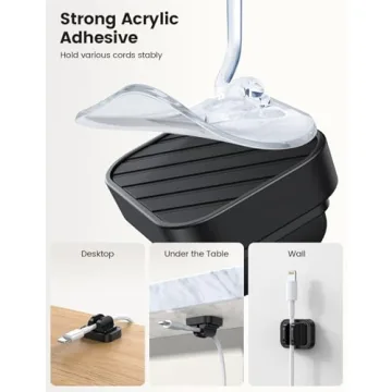 5Pack Cable Spring Holder Clips, Cord Organizer for Desk - Lamicall Adjustable Cord Wire Holder Keeper, Phone Charger Organizer Clips, Wire Cable Management for Nightstand Wall Car Office Desktop