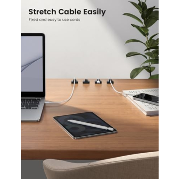 5Pack Cable Spring Holder Clips, Cord Organizer for Desk - Lamicall Adjustable Cord Wire Holder Keeper, Phone Charger Organizer Clips, Wire Cable Management for Nightstand Wall Car Office Desktop