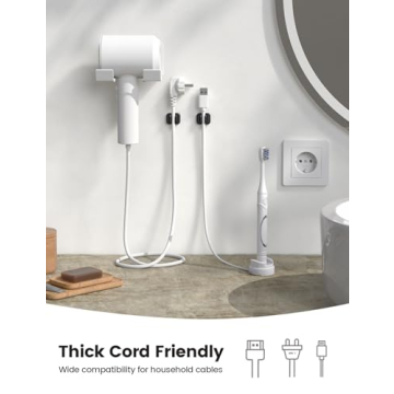 5Pack Cable Spring Holder Clips, Cord Organizer for Desk - Lamicall Adjustable Cord Wire Holder Keeper, Phone Charger Organizer Clips, Wire Cable Management for Nightstand Wall Car Office Desktop