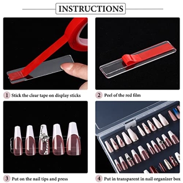 Noverlife Clear Press on Nails Storage Box with Tape & Sticks